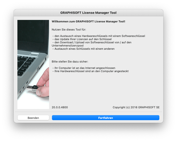 01 screenshot graphisoft license manager tool start