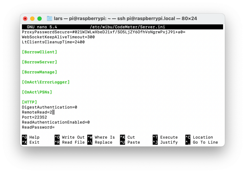 Ändern des RemoteRead Eintrages von 0 auf 2: [HTTP: RemoteRead=2]