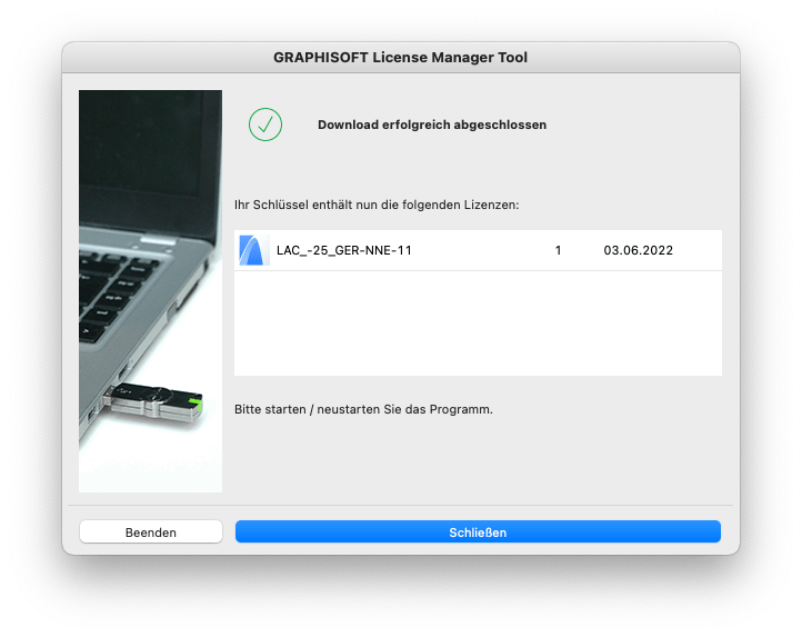 08 screenshot graphisoft license manager tool start download abgeschlossen