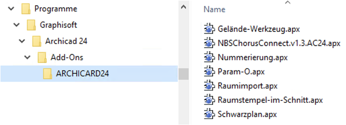 dateipfad archicard addons installieren windows 1