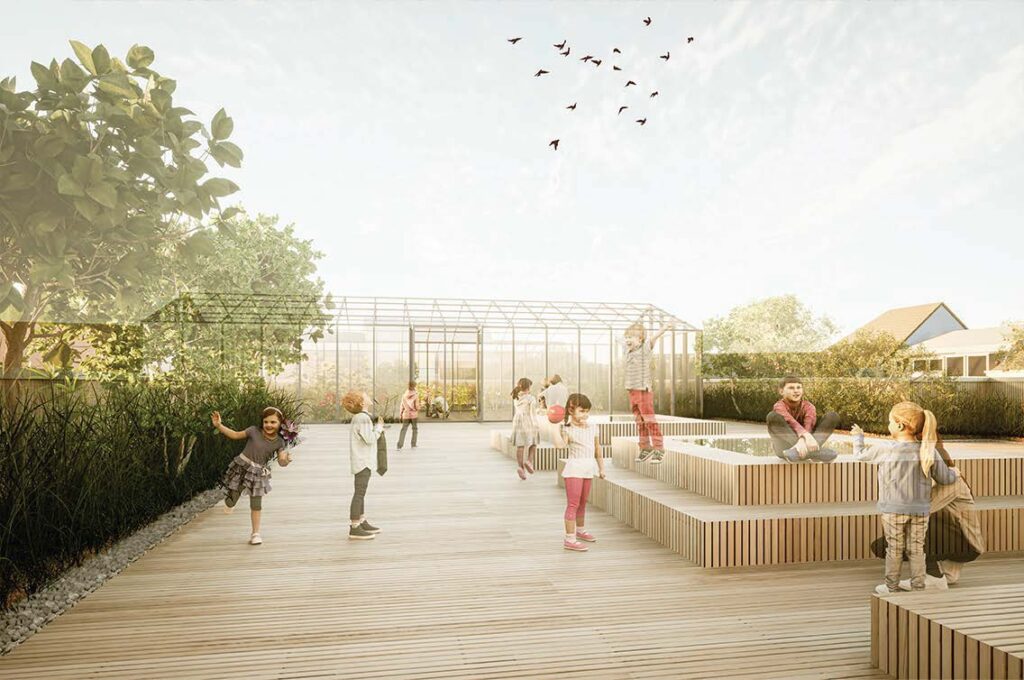 künstlerische darstellung eines kinderspielplatzes mit archicad.