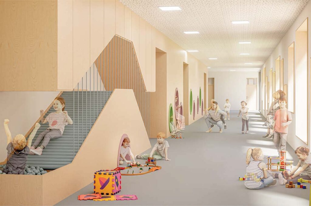 eine darstellung eines mit archicad modellierten kinderspielplatzes.