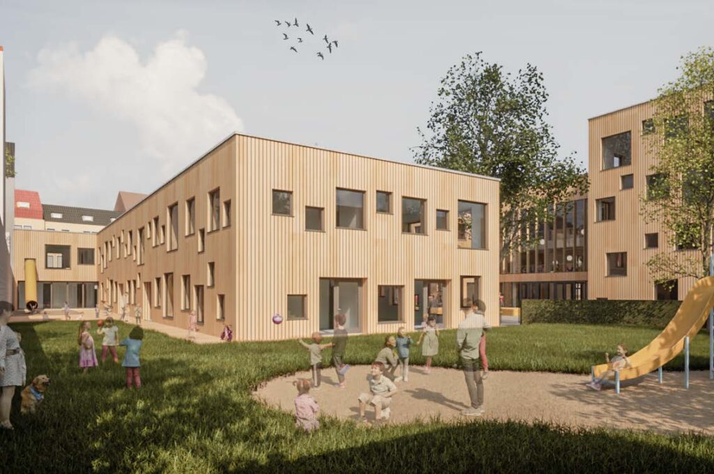 eine künstlerische darstellung eines kinderspielplatzes, erstellt mit archicad.