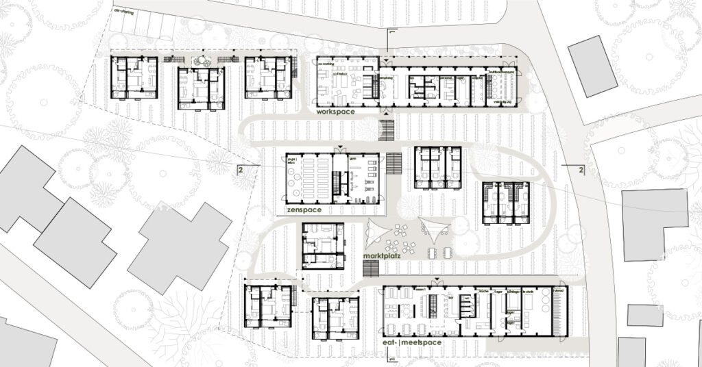 grundriss, gebäude, große anzahl zimmer