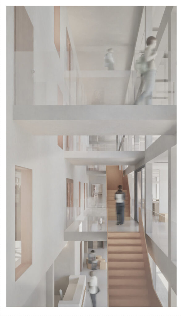 eine darstellung eines gebäudes mit treppen und treppen, erstellt für modeling monday mit archicad.