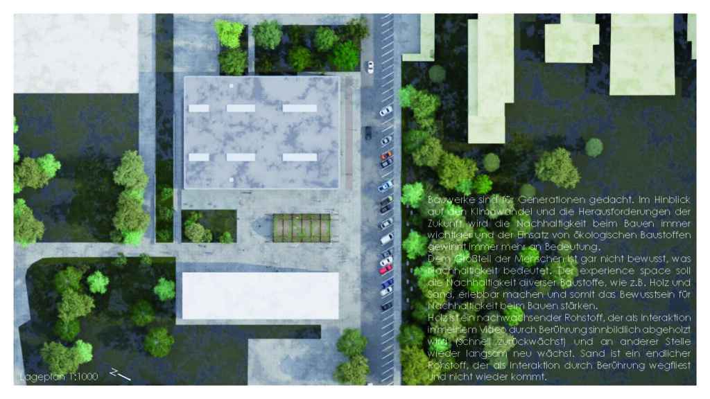 luftaufnahme eines stadtblocks mit bäumen, gebäuden und straßen, erstellt für modeling monday.