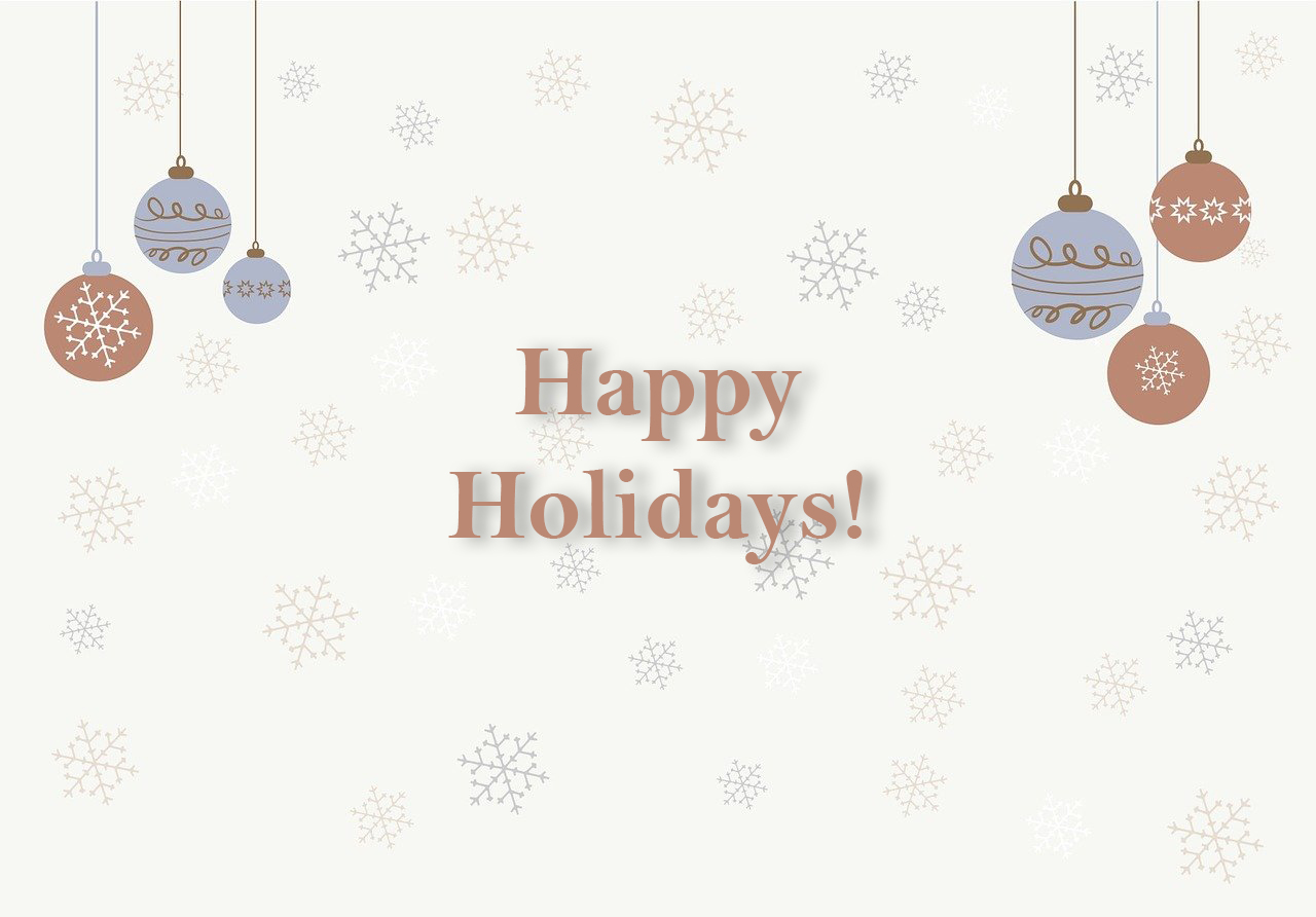 eine frohe feiertage grußkarte mit schneeflocken und ornamenten. frohe weihnachten!