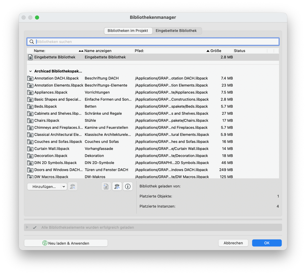 Archicad 29: Bibliothekenmanager mit Libpacks