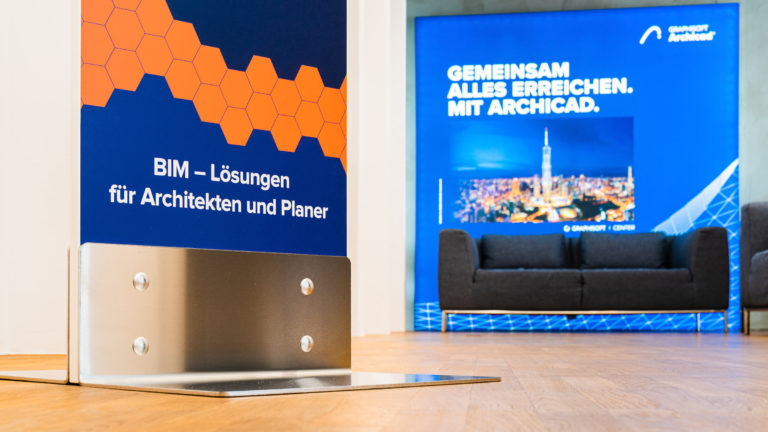 Graphisoft Center West Dortmund Innenansicht: Archicad & BIM Lösungen vor Couch