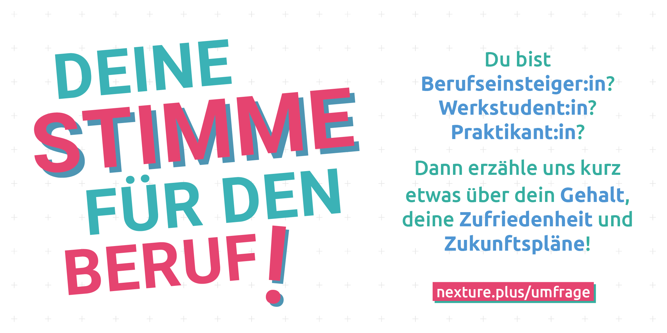 ein plakat mit der aufschrift „die stimme für den beruu“ und dem stichwort „nachwuchsumfrage“.