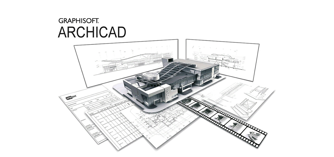 Eine Hauszeichnung, die innovative Fassadenwerkzeuge in ARCHICAD 22 vorstellt.