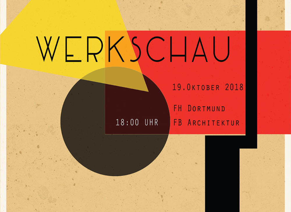 Ein Plakat mit dem Wort „workkschau“ bei der Absolventenfeier an der FH Dortmund.