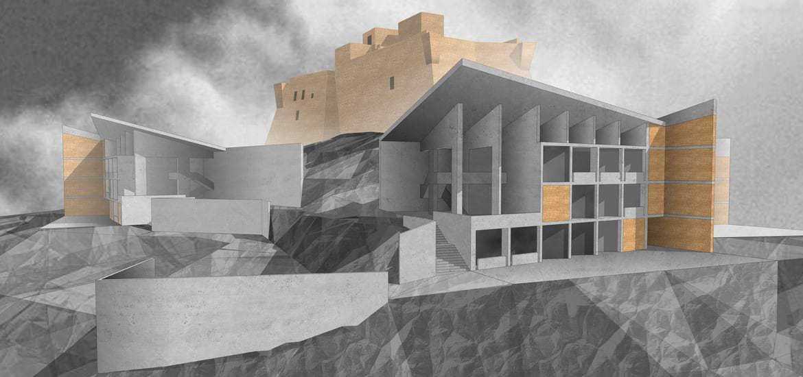 Eine 3D-Darstellung eines Berggebäudes in ARCHICAD.