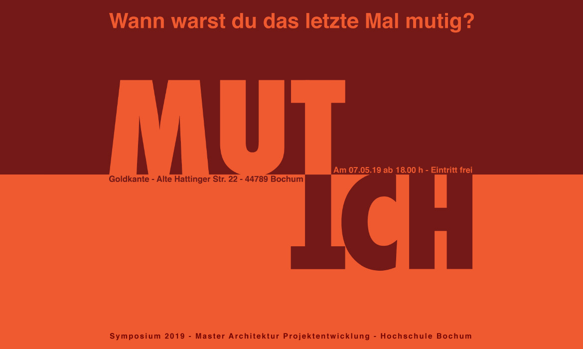 Ein Symposiumsplakat mit dem Wort „mutch“ vom Symposium „MUT-ICH.