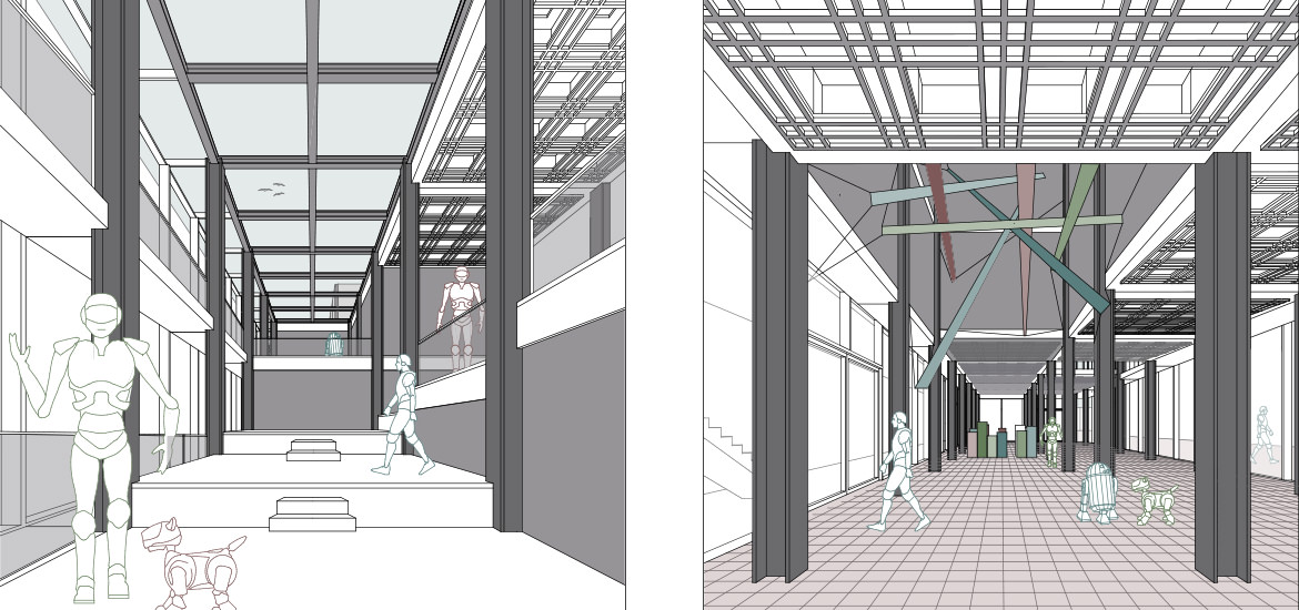 3D-Flurvisualisierung mit männlichen und weiblichen Modellen mithilfe von ARCHICAD.