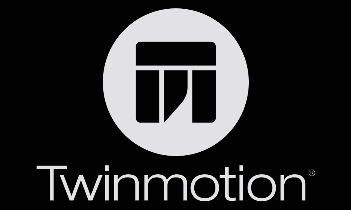 Während eines Webinars wird das Twinmotion-Logo auf schwarzem Hintergrund angezeigt.